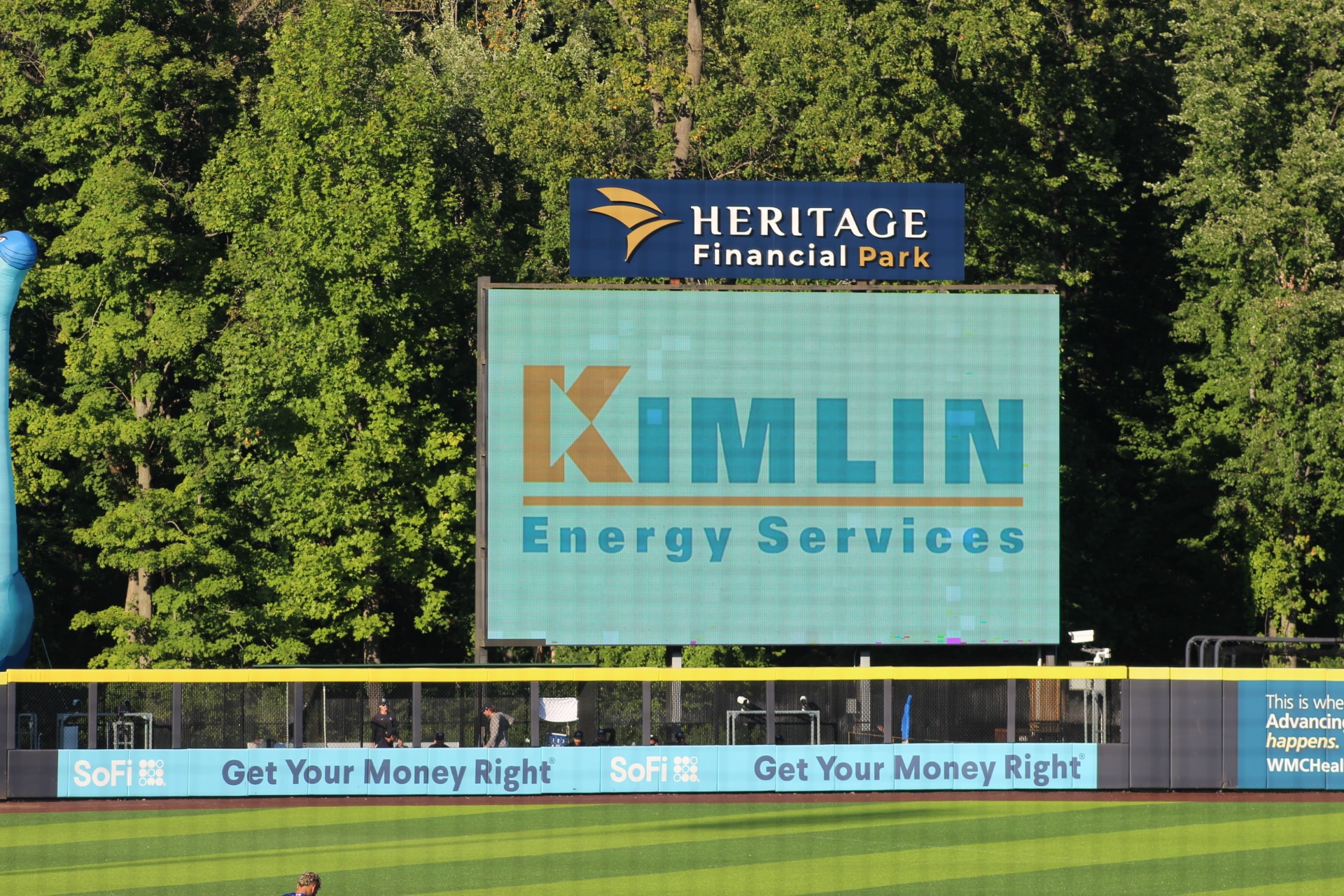 Kimlin Energy Services on the scoreboard at Heritage Financial Park