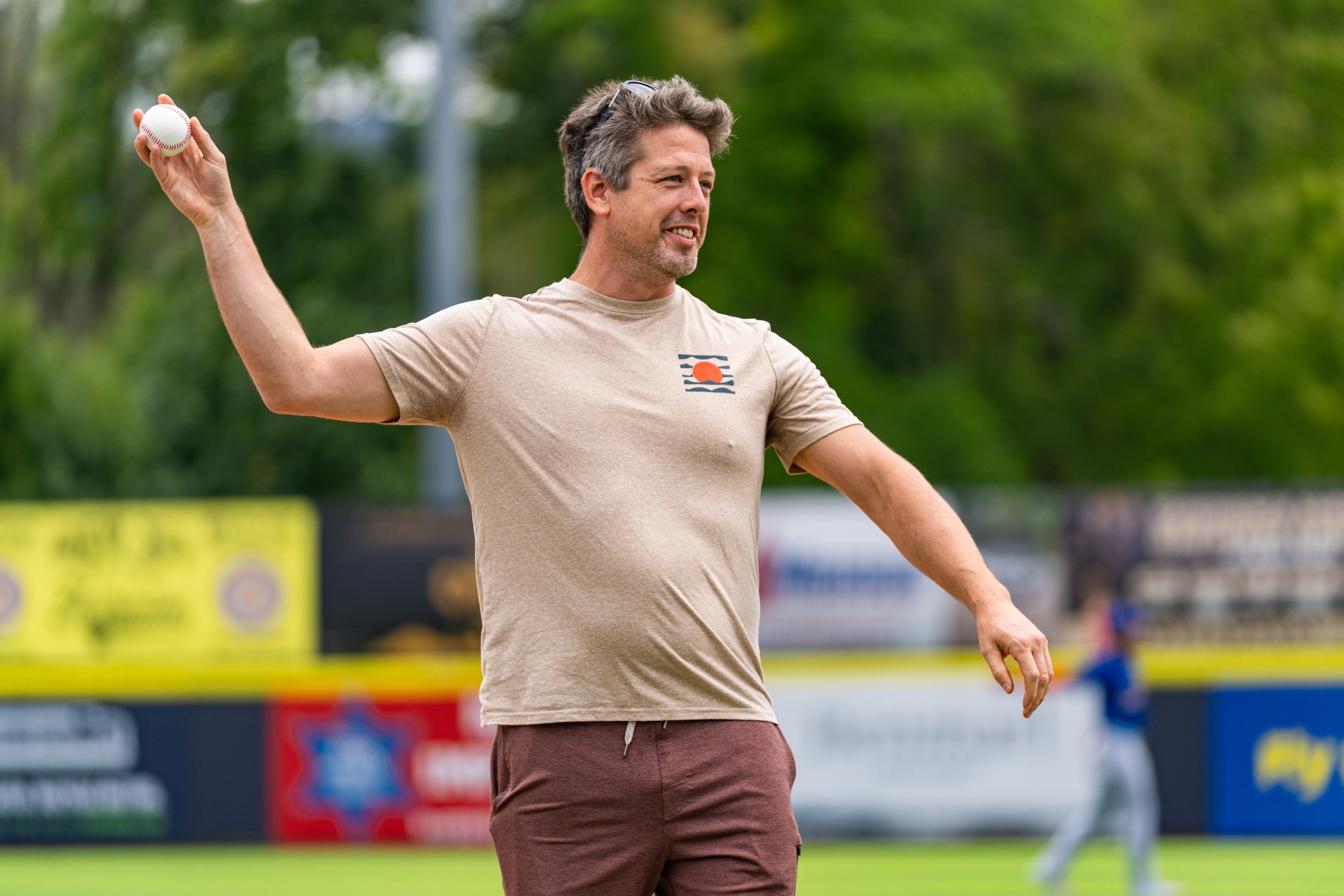 Kimlin Energy first pitch at a Hudson Valley Renegades game
